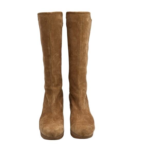 Tsubo Kynlee Wedge Tall Riding Boot SZ 7.5 Womens Mink Brown Suede Knee High Zip - Picture 4 of 12